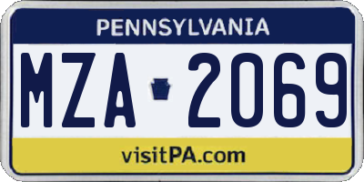 PA license plate MZA2069