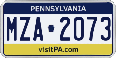 PA license plate MZA2073