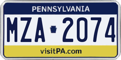 PA license plate MZA2074