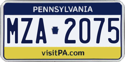 PA license plate MZA2075