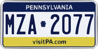 PA license plate MZA2077