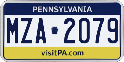 PA license plate MZA2079