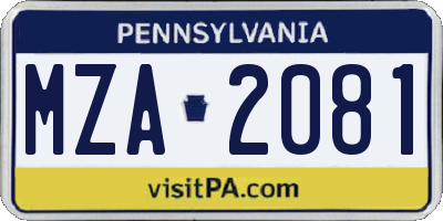 PA license plate MZA2081