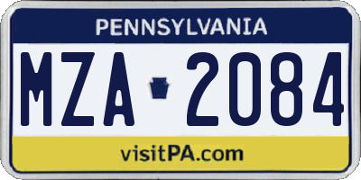 PA license plate MZA2084