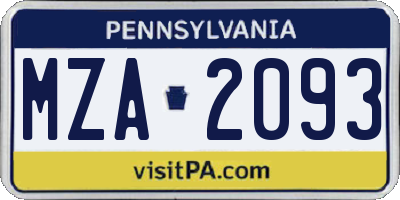 PA license plate MZA2093