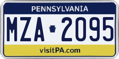 PA license plate MZA2095