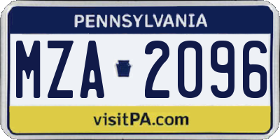 PA license plate MZA2096