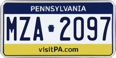 PA license plate MZA2097