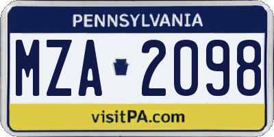PA license plate MZA2098