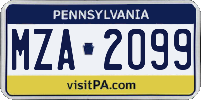 PA license plate MZA2099