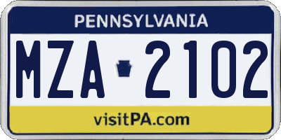 PA license plate MZA2102