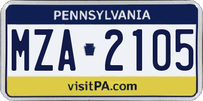 PA license plate MZA2105