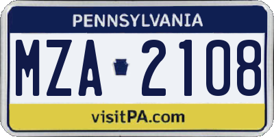 PA license plate MZA2108
