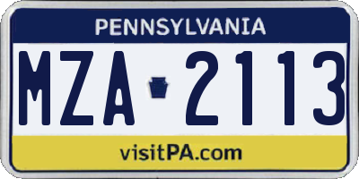 PA license plate MZA2113