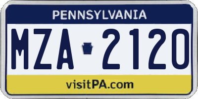 PA license plate MZA2120