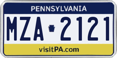 PA license plate MZA2121