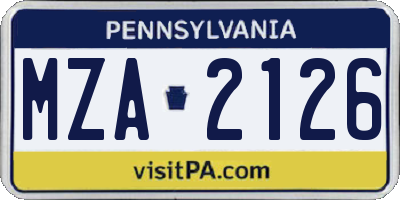PA license plate MZA2126