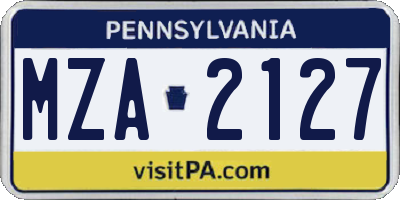 PA license plate MZA2127