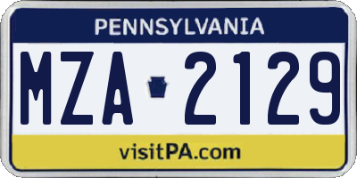 PA license plate MZA2129