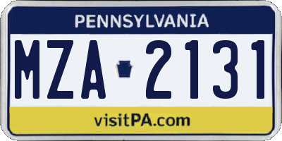 PA license plate MZA2131