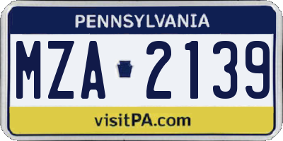 PA license plate MZA2139