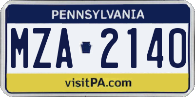 PA license plate MZA2140
