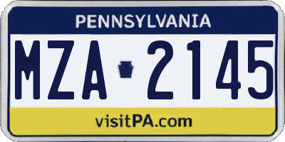 PA license plate MZA2145