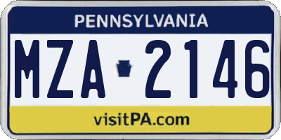 PA license plate MZA2146