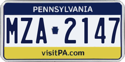 PA license plate MZA2147