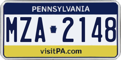 PA license plate MZA2148