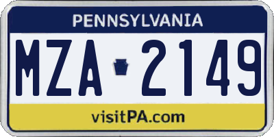 PA license plate MZA2149