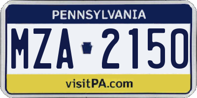 PA license plate MZA2150