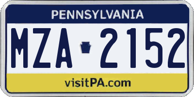 PA license plate MZA2152
