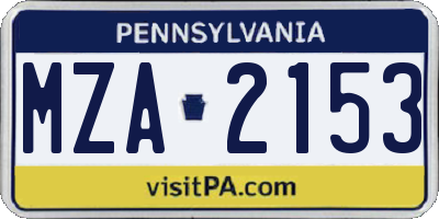 PA license plate MZA2153