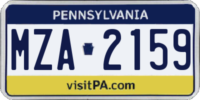 PA license plate MZA2159
