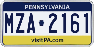 PA license plate MZA2161