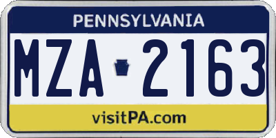 PA license plate MZA2163
