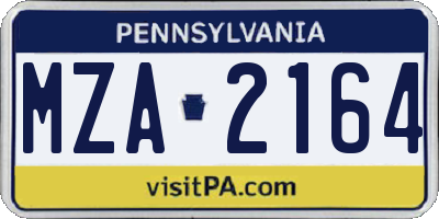 PA license plate MZA2164