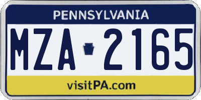 PA license plate MZA2165