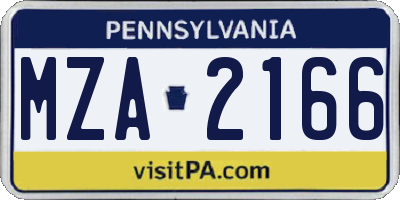 PA license plate MZA2166