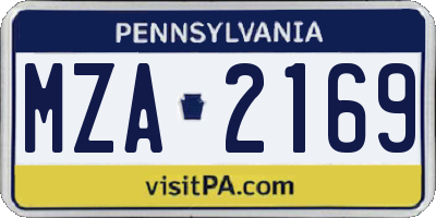 PA license plate MZA2169