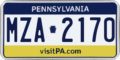 PA license plate MZA2170