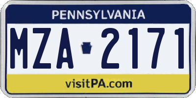 PA license plate MZA2171