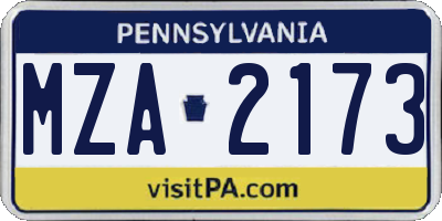PA license plate MZA2173