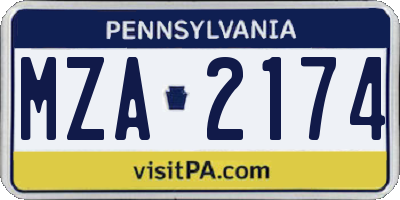 PA license plate MZA2174