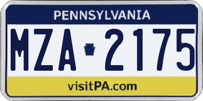 PA license plate MZA2175