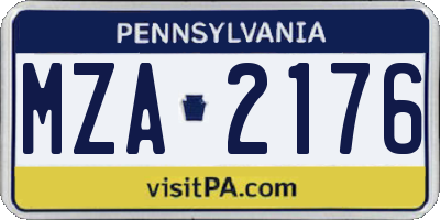PA license plate MZA2176