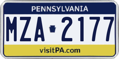 PA license plate MZA2177