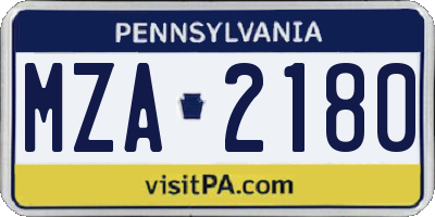 PA license plate MZA2180