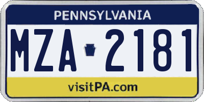 PA license plate MZA2181